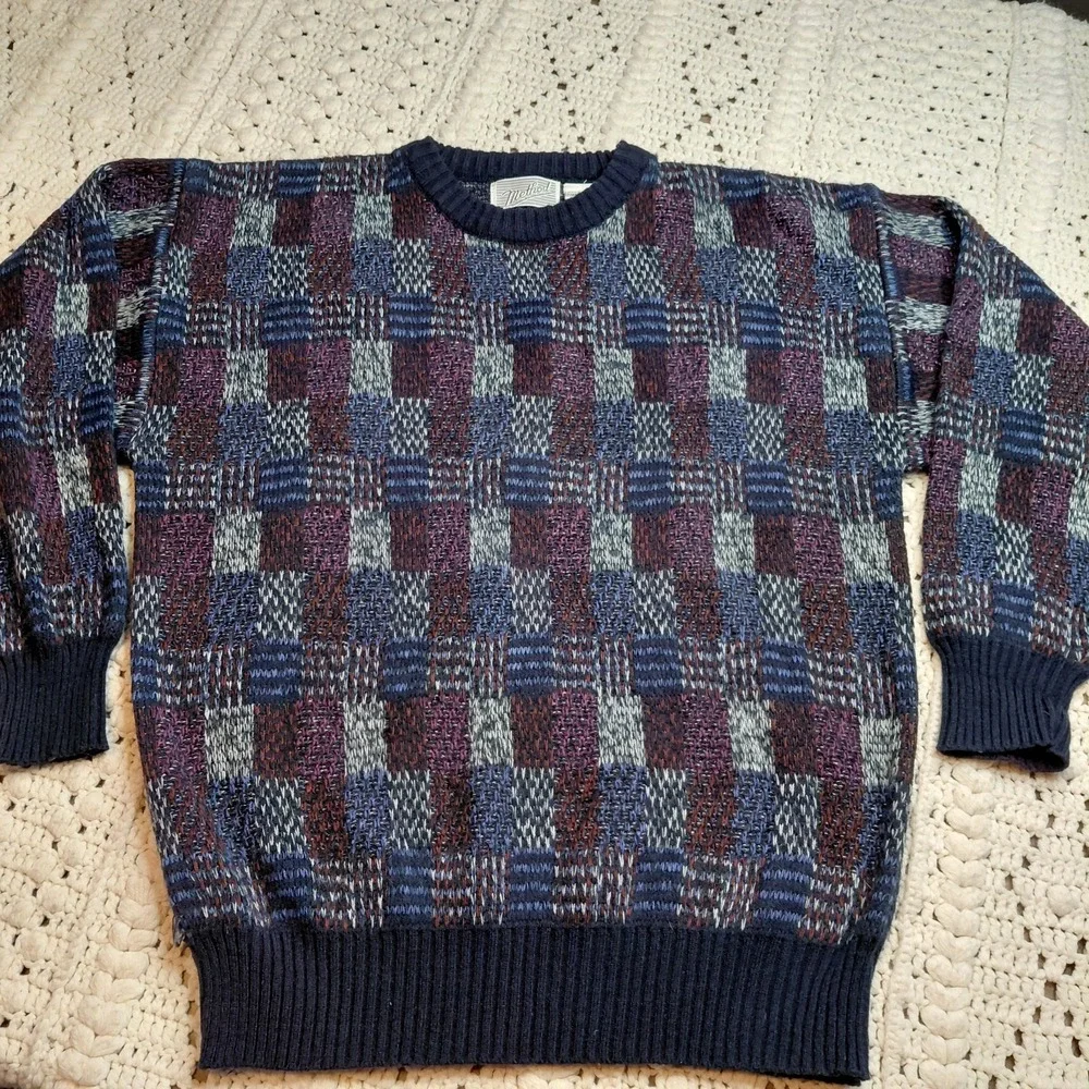 Method Sweater‎ Mens XL Multicolor Geometric Bill Cosby Grandpa Knit Pullover